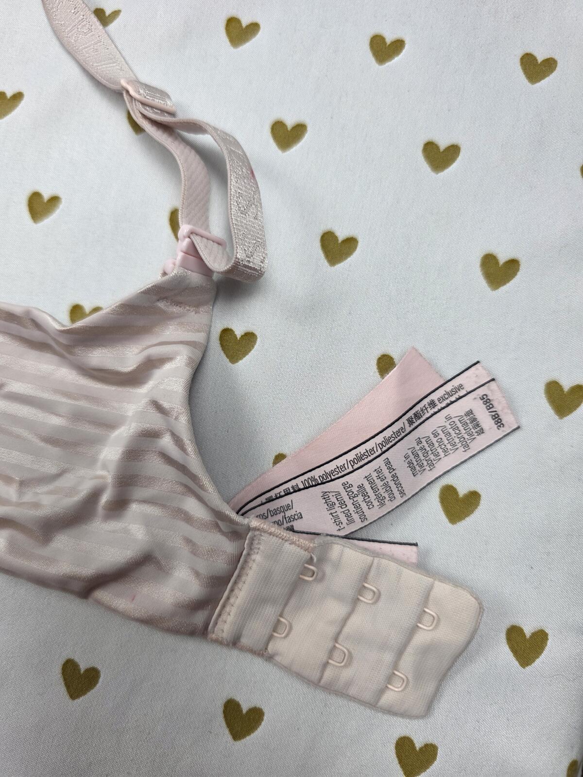 Victorias Secret Satin Striped T Shirt Lightly Lined Demi Bra 38B
