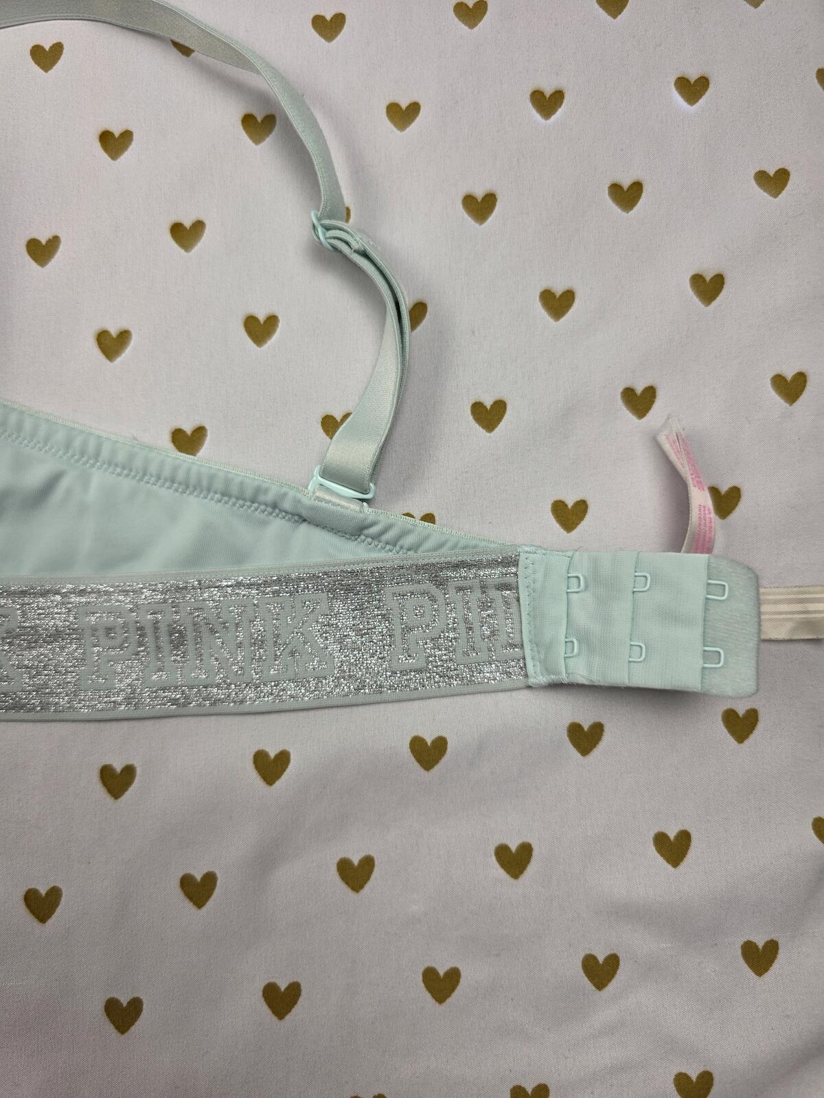Victorias Secret PINK Mint Shimmer Strap 36D wear everywhere Push Up Bra