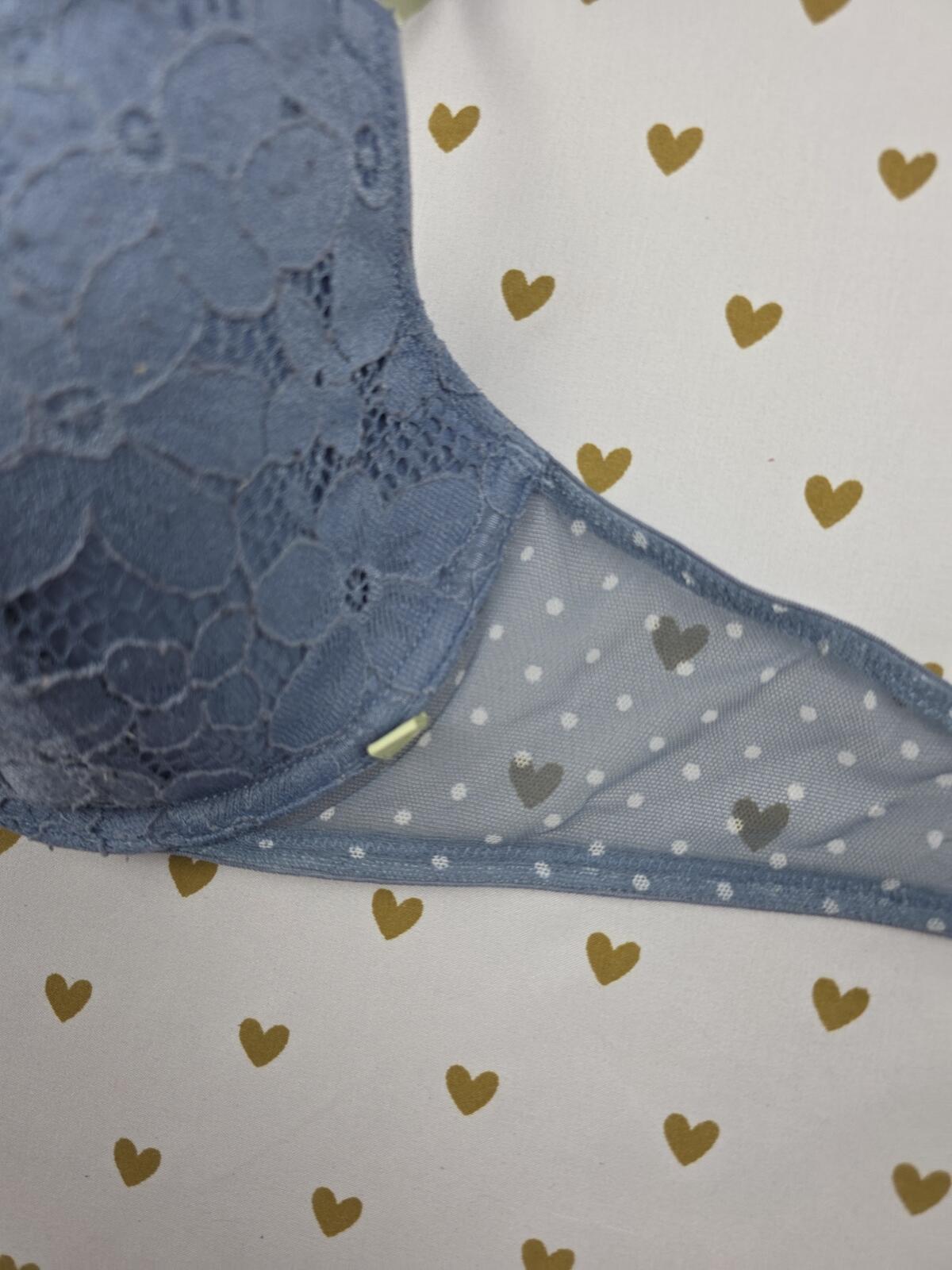 Victorias Secret Blue Lace Demi Balconette Bra 34C
