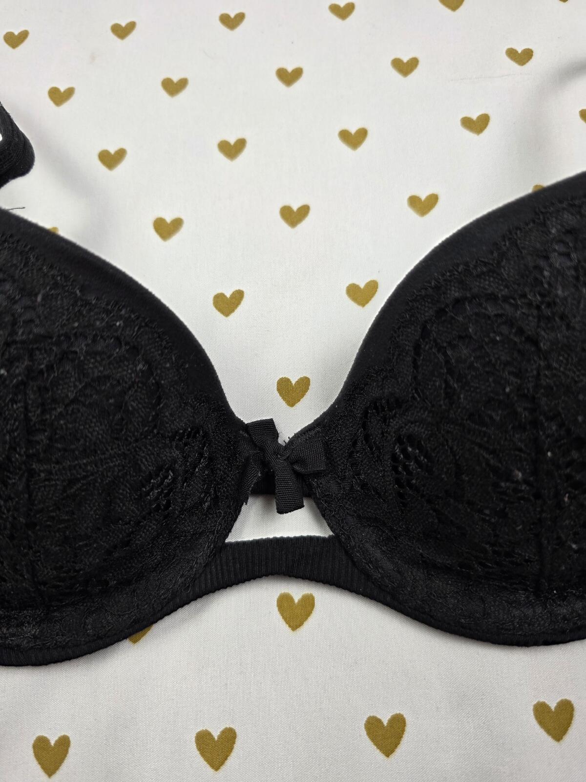 Victoria's Secret Black Body By Victoria LIned Demi Balconette Bra 32B