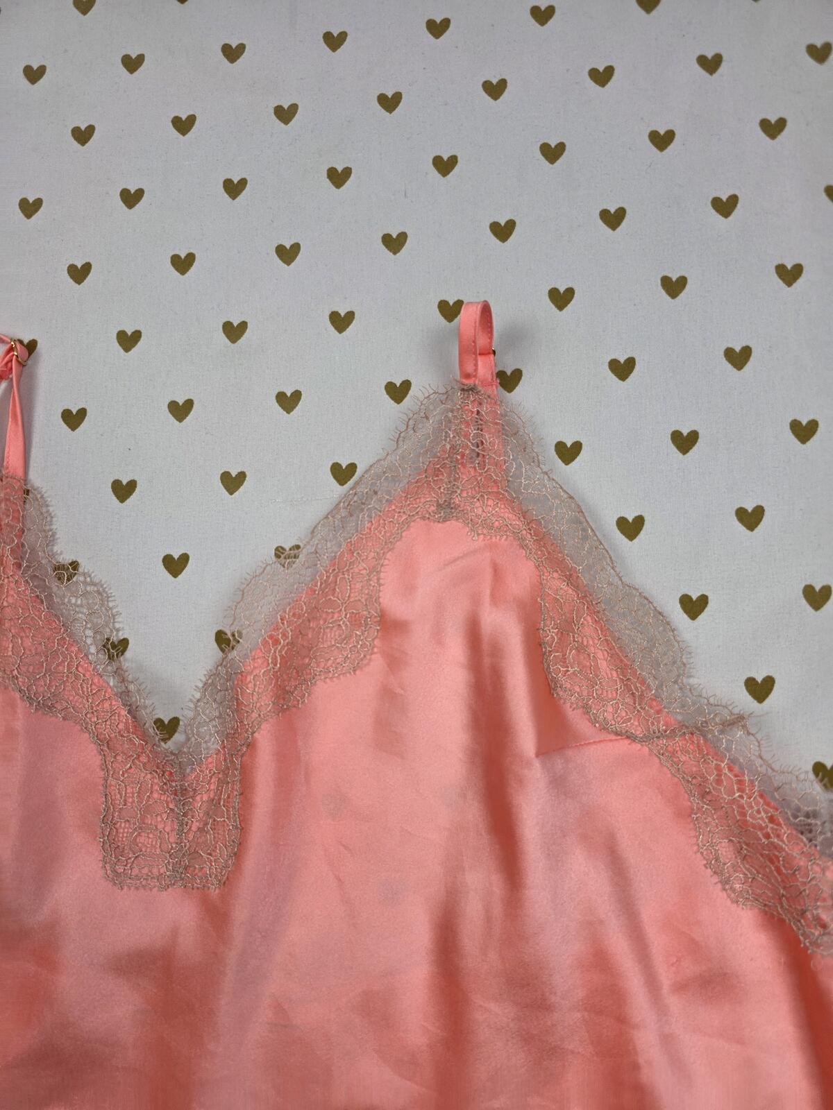Victorias Secret PINK Orange Satin Babydoll Tank Top Silky LARGE