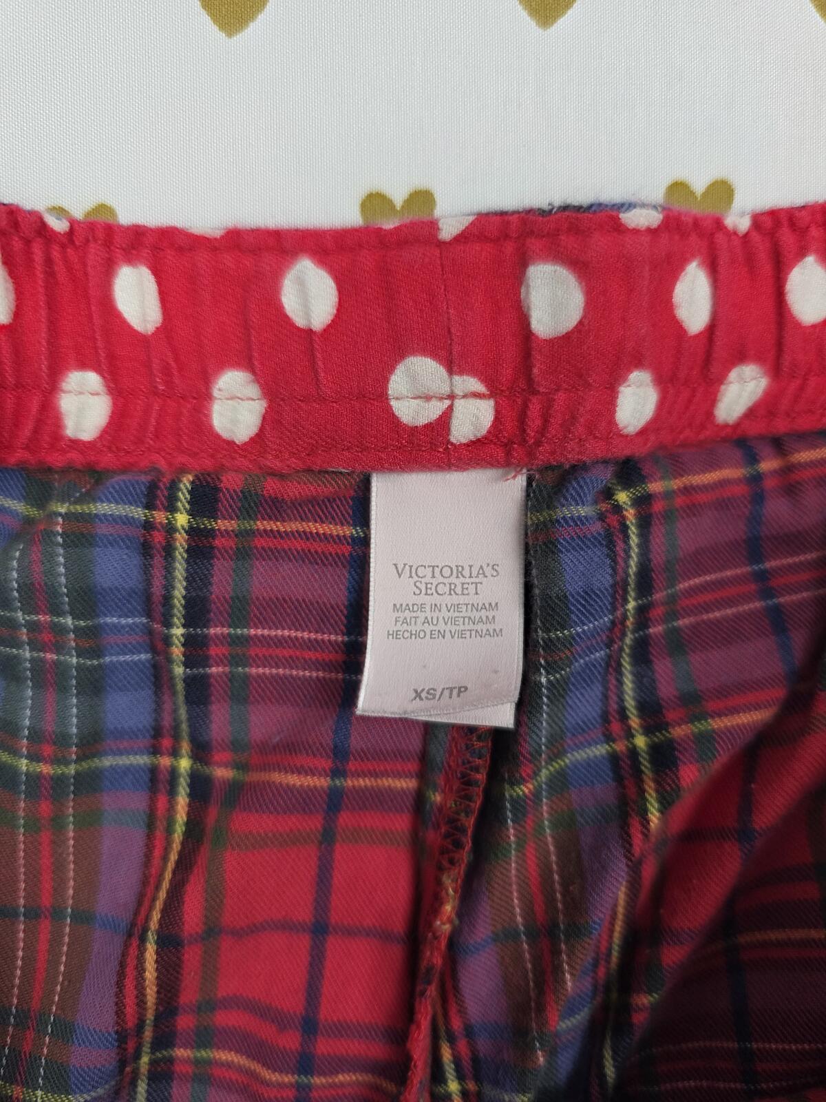 Victorias Secret Plaid Polka Dot Pajama Pants Sleep Bottoms XS
