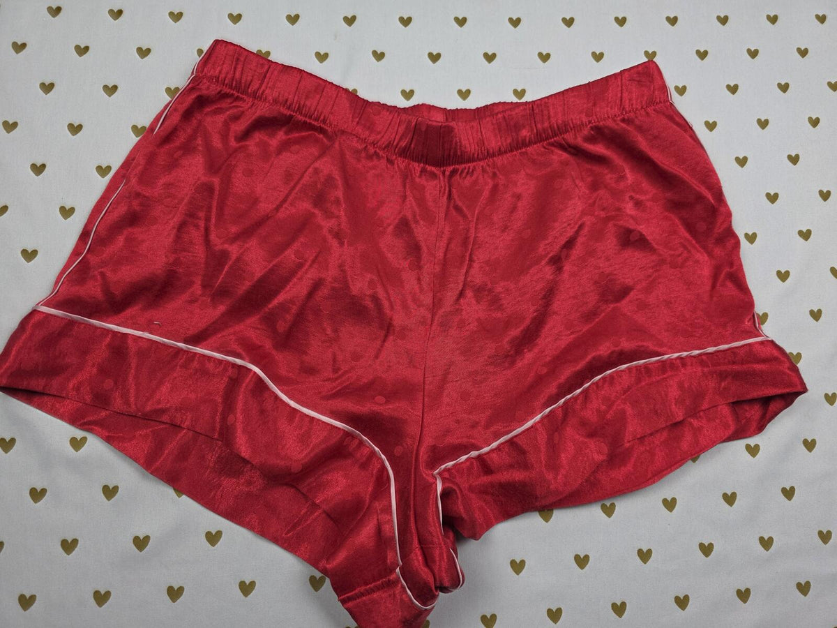 Victorias Secret Red Satin  Polka Dot Small Sleep Shorts Boxers Pajama Bottoms