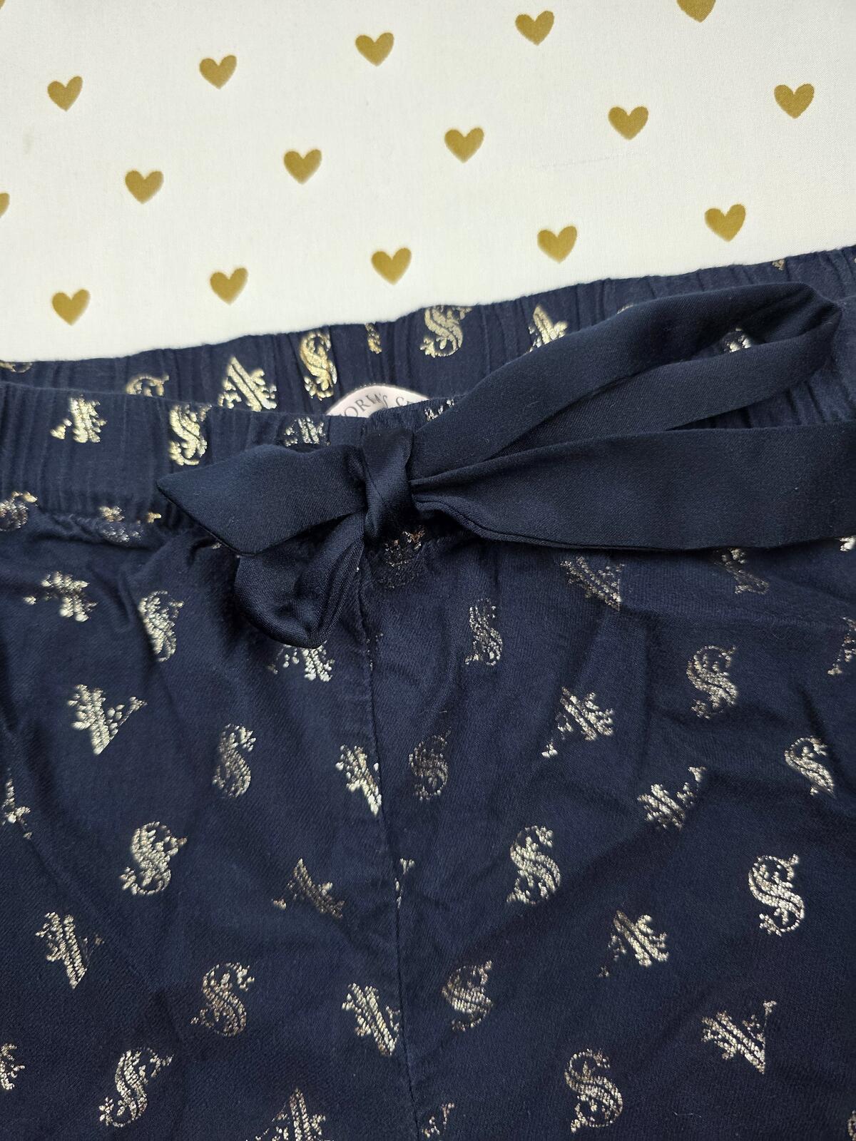 Victorias Secret Blue Foil Logo Medium Sleep Shorts Boxers Pajama Bottoms