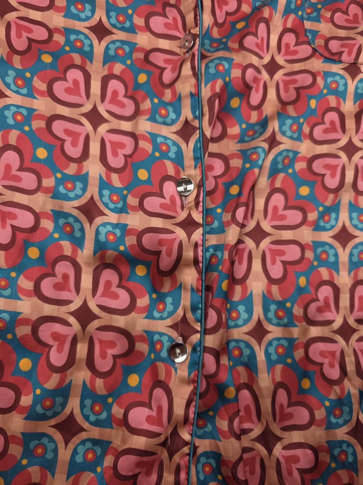 Victorias Secret Satin Pattern Button Up Sleep Shirt Top 2XL XXL