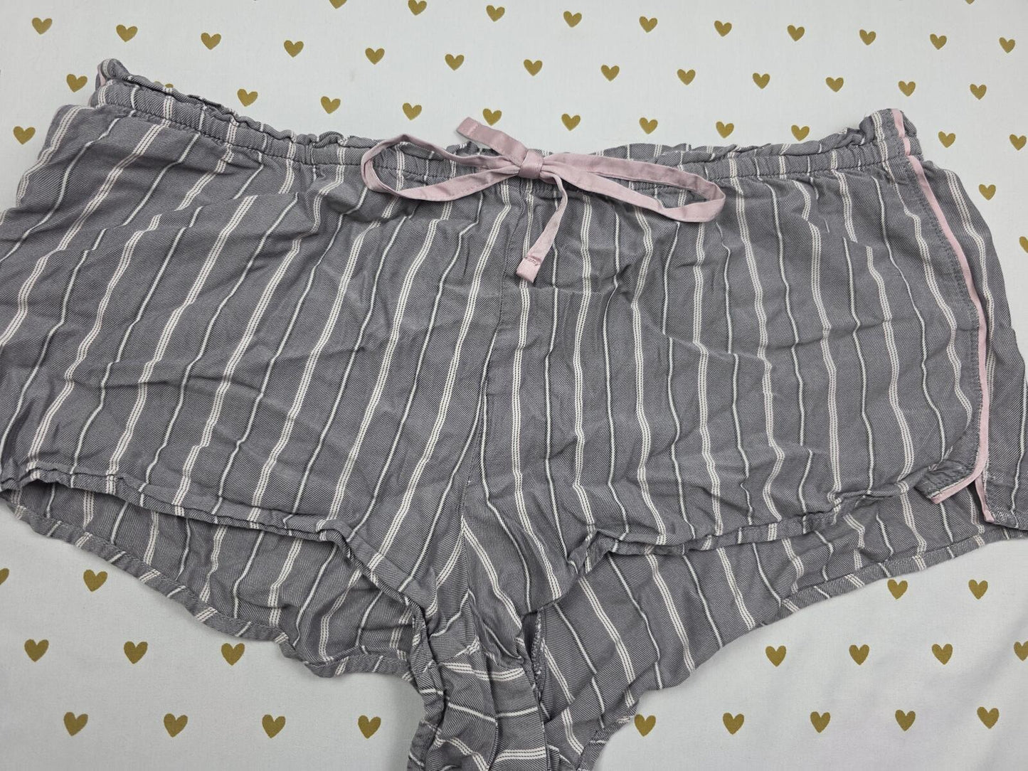 Victorias Secret Striped Grey Cotton Modal Sleep Shorts Boxers Pajama Bottoms M