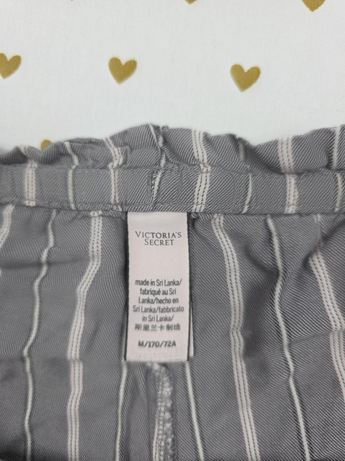 Victorias Secret Striped Grey Cotton Modal Sleep Shorts Boxers Pajama Bottoms M