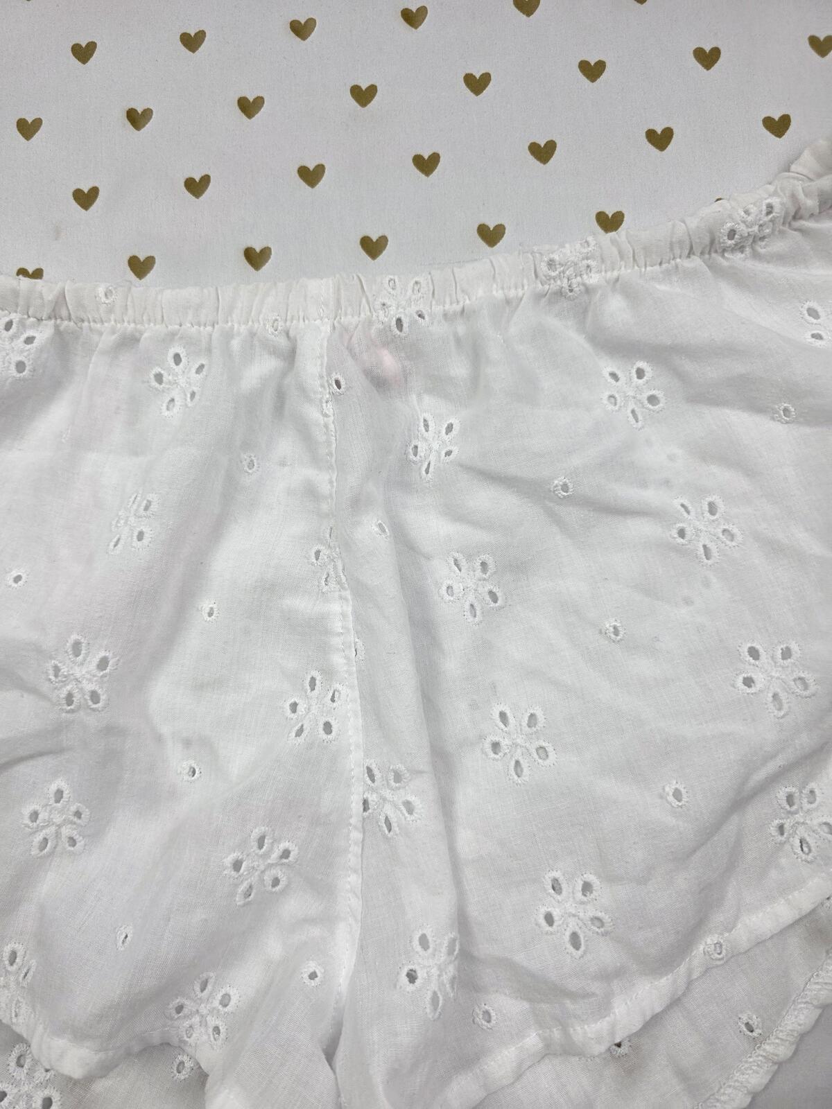 Victorias Secret White Eyelet Medium Sleep Shorts Boxers Pajama Bottoms