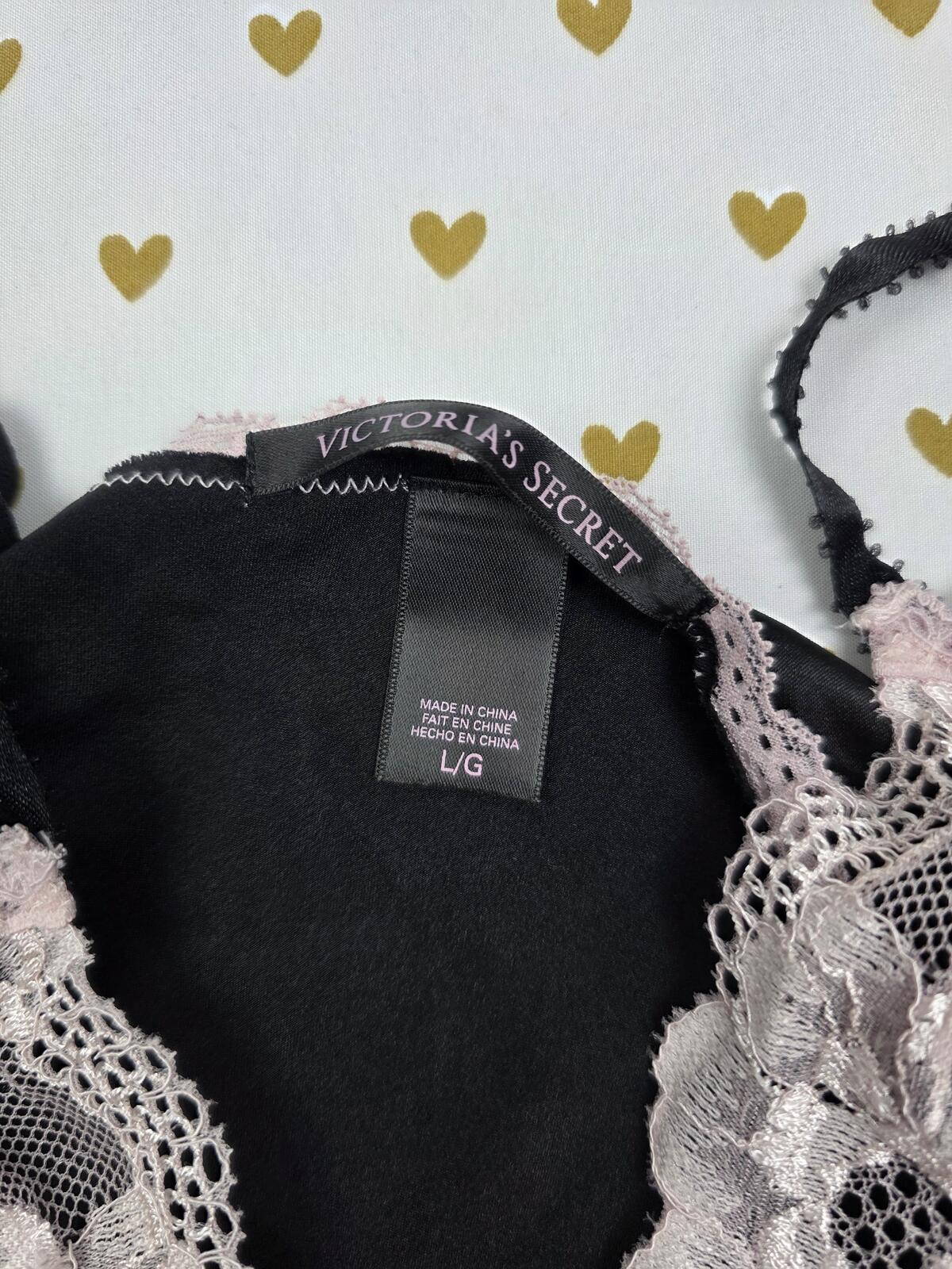 Victorias Secret PINK Satin Lace Accent Babydoll Tank Top LARGE