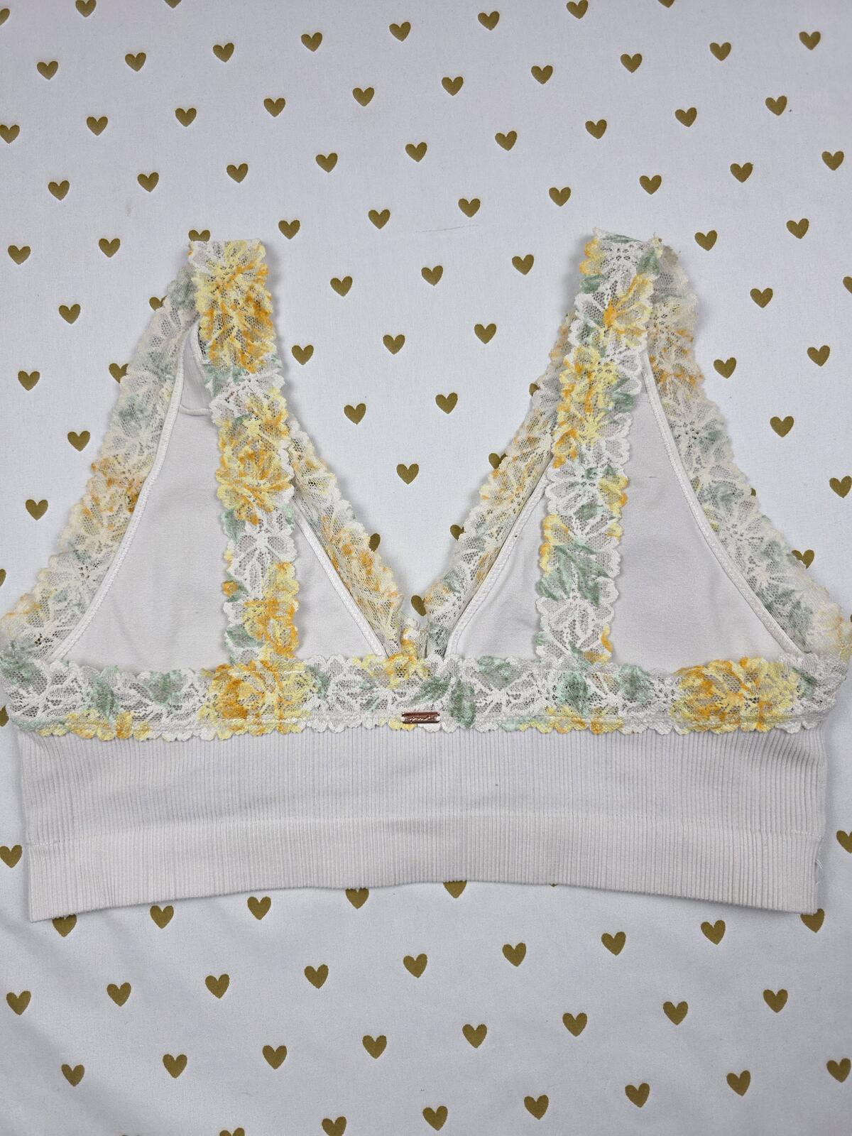 Victorias Secret Pink Textured Floral Lace XL Bralette Bra Top Tank