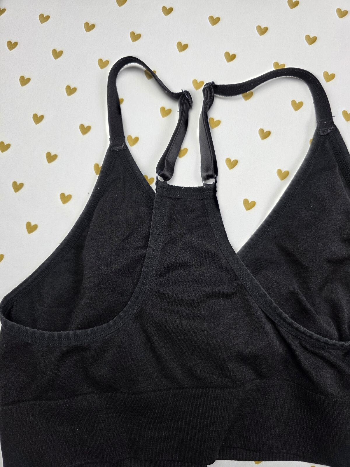Victorias Secret Pink Black Sports Bra LARGE Bralette Bra Top Tank