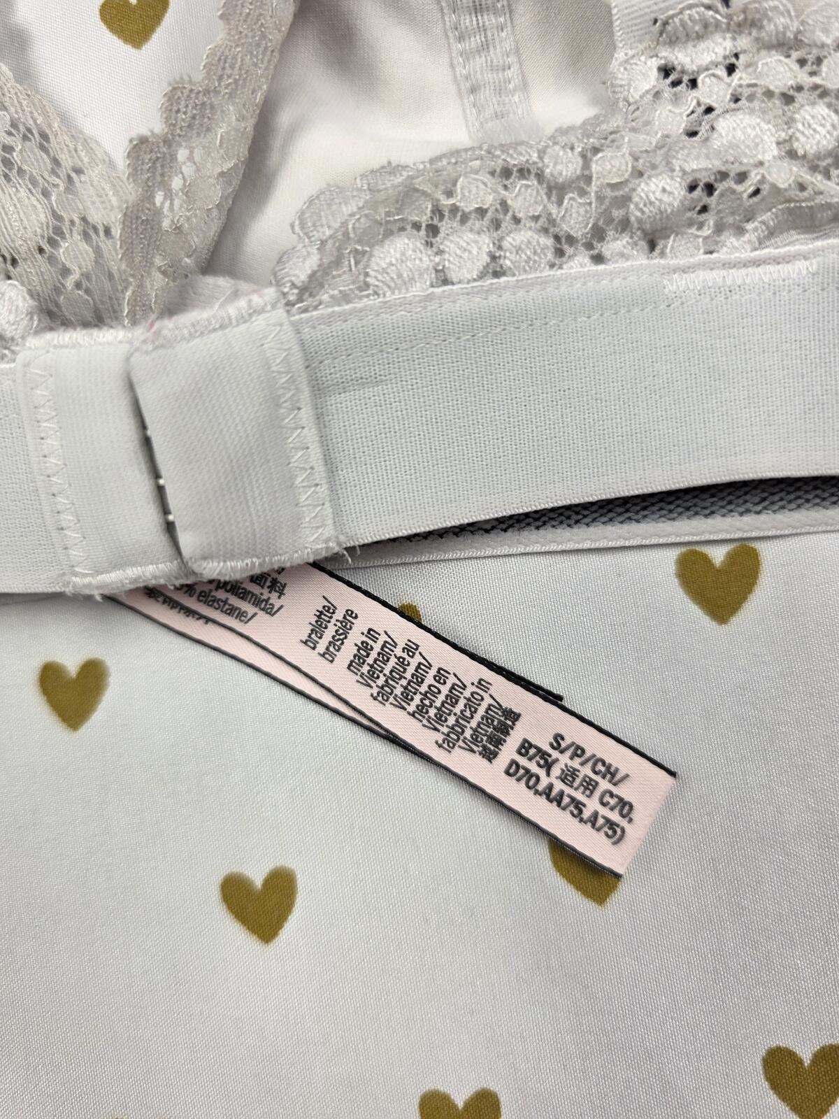 Victorias Secret White Lace Logo Band SMALL Bralette Bra Top Tank