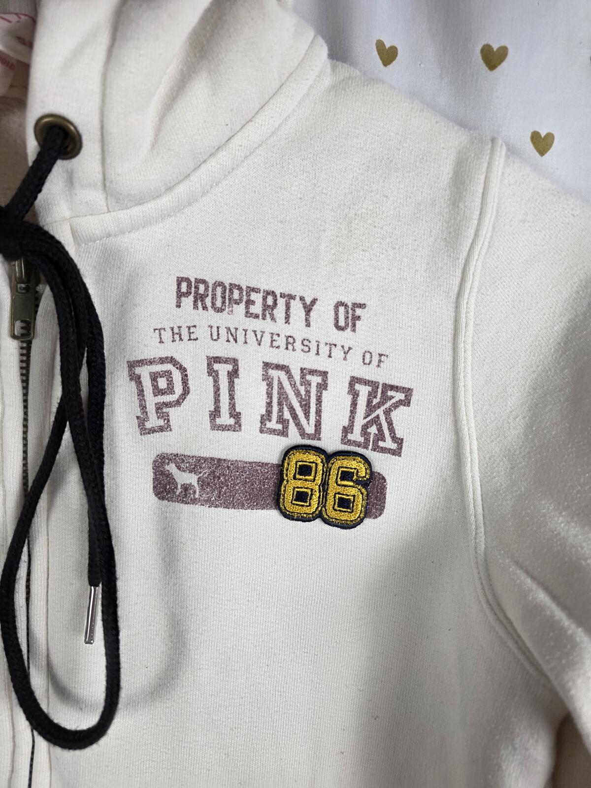 Victorias Secret Pink Vintage y2k Full Zip jacket Coat Hoodie Small University