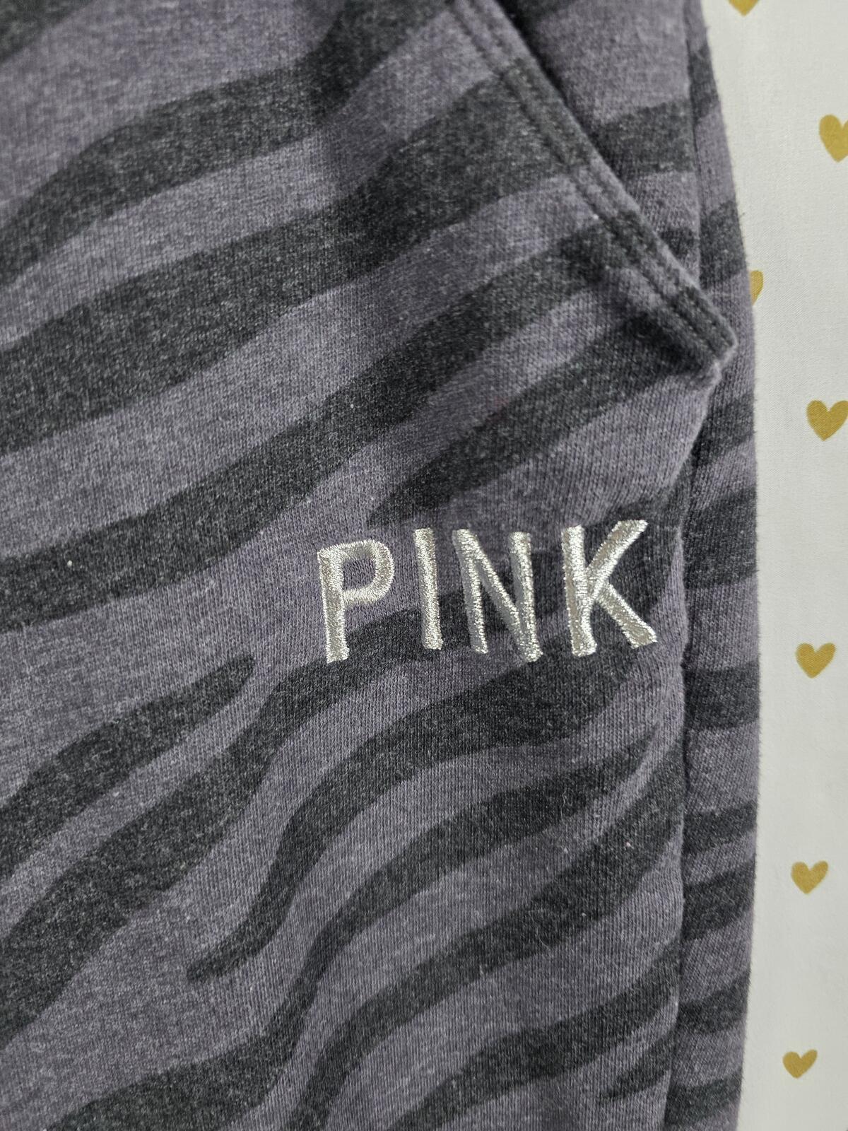Victorias Secret PINK BLING Zebra grey Sweats Sweatpants Joggers MEDIUM