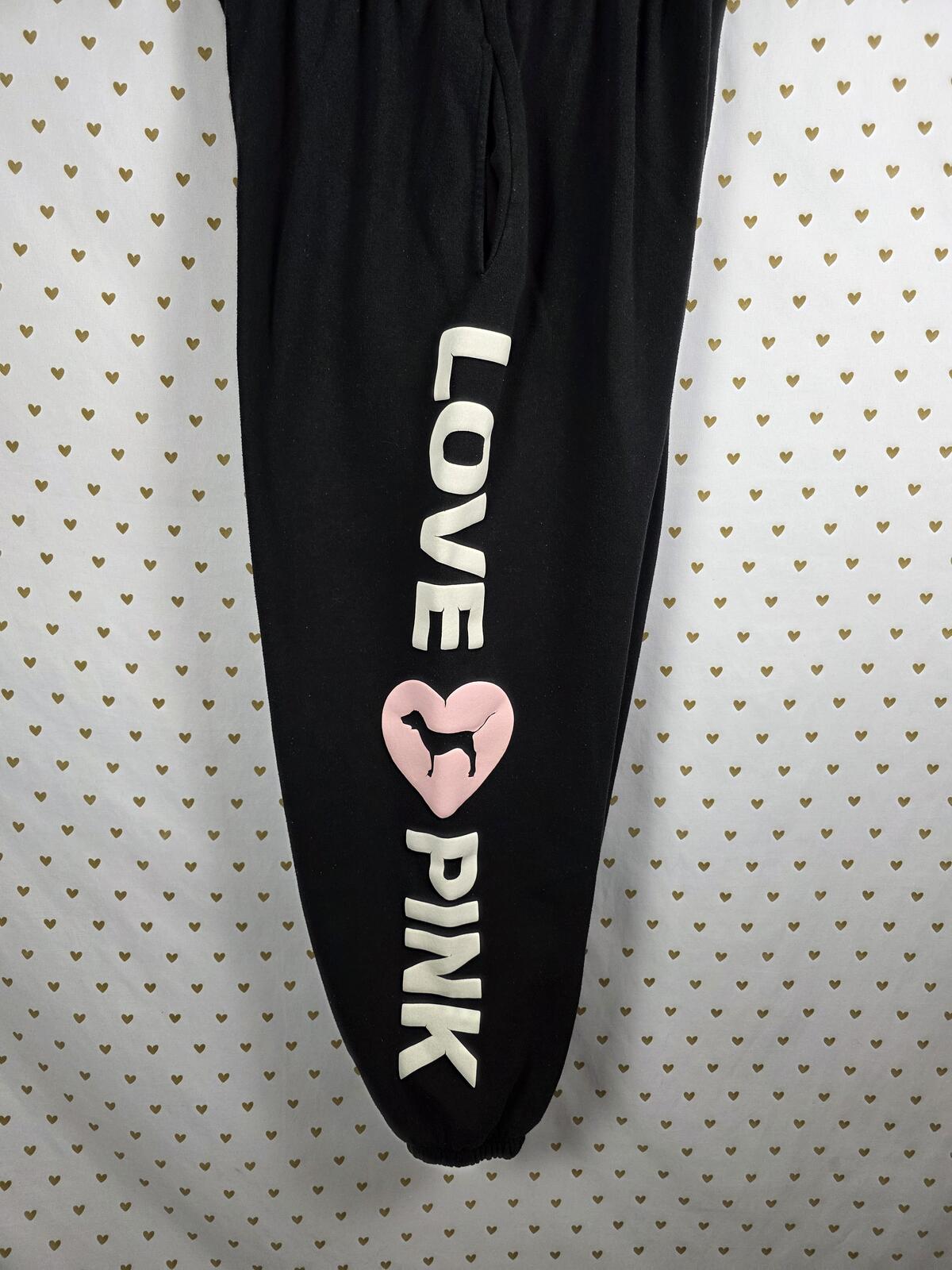 Victorias Secret PINK CAMPUS ORIGINALS Glitter Logo Joggers Sweatpants Sweats L