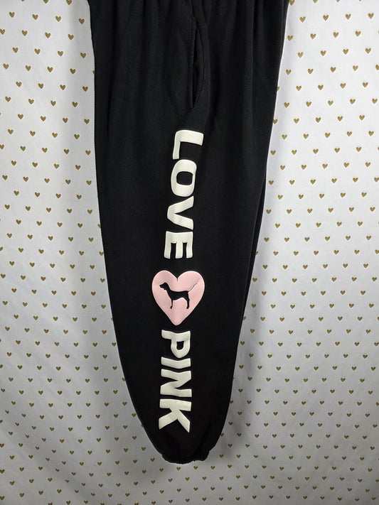 Victorias Secret PINK CAMPUS ORIGINALS Glitter Logo Joggers Sweatpants Sweats L