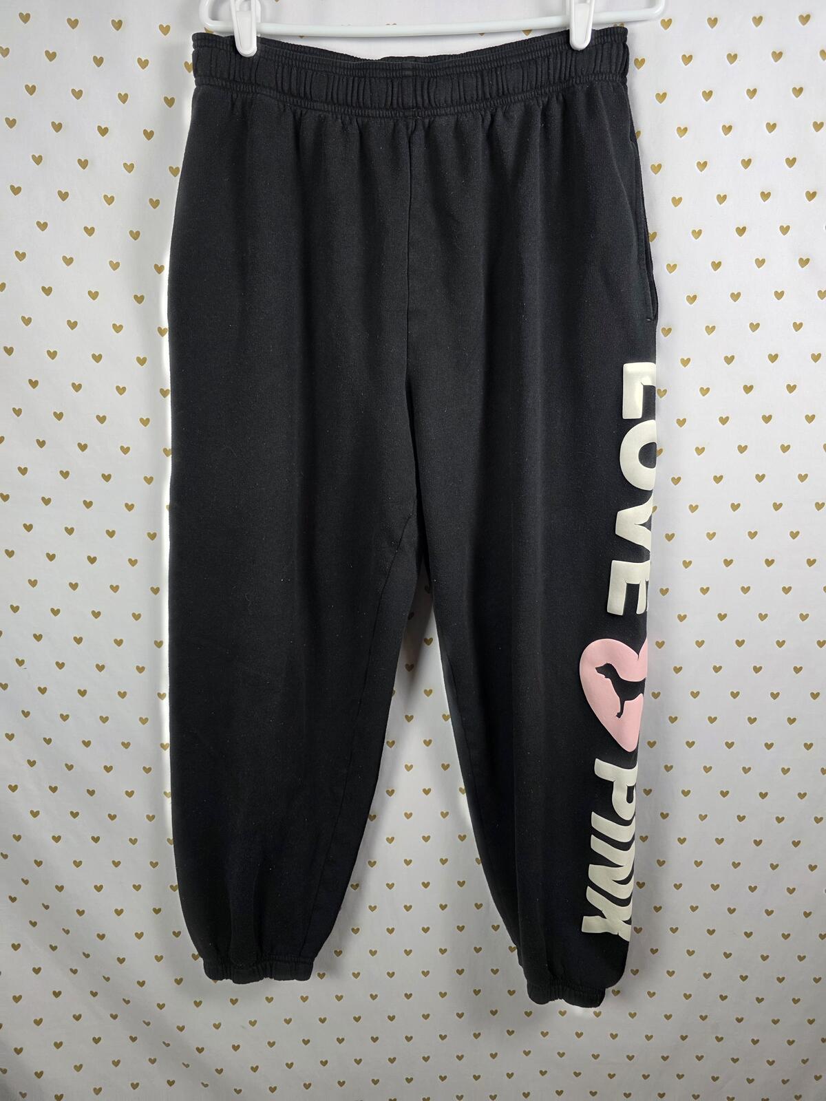 Victorias Secret PINK CAMPUS ORIGINALS Glitter Logo Joggers Sweatpants Sweats L