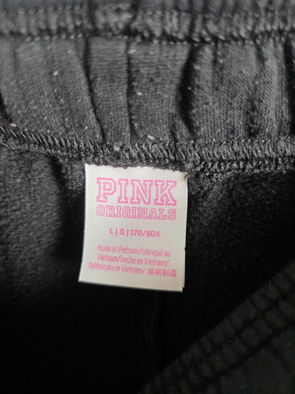 Victorias Secret PINK CAMPUS ORIGINALS Glitter Logo Joggers Sweatpants Sweats L
