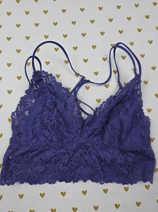 Victorias Secret Pink Blue Lace Strappy Small Bralette Bra Top Tank