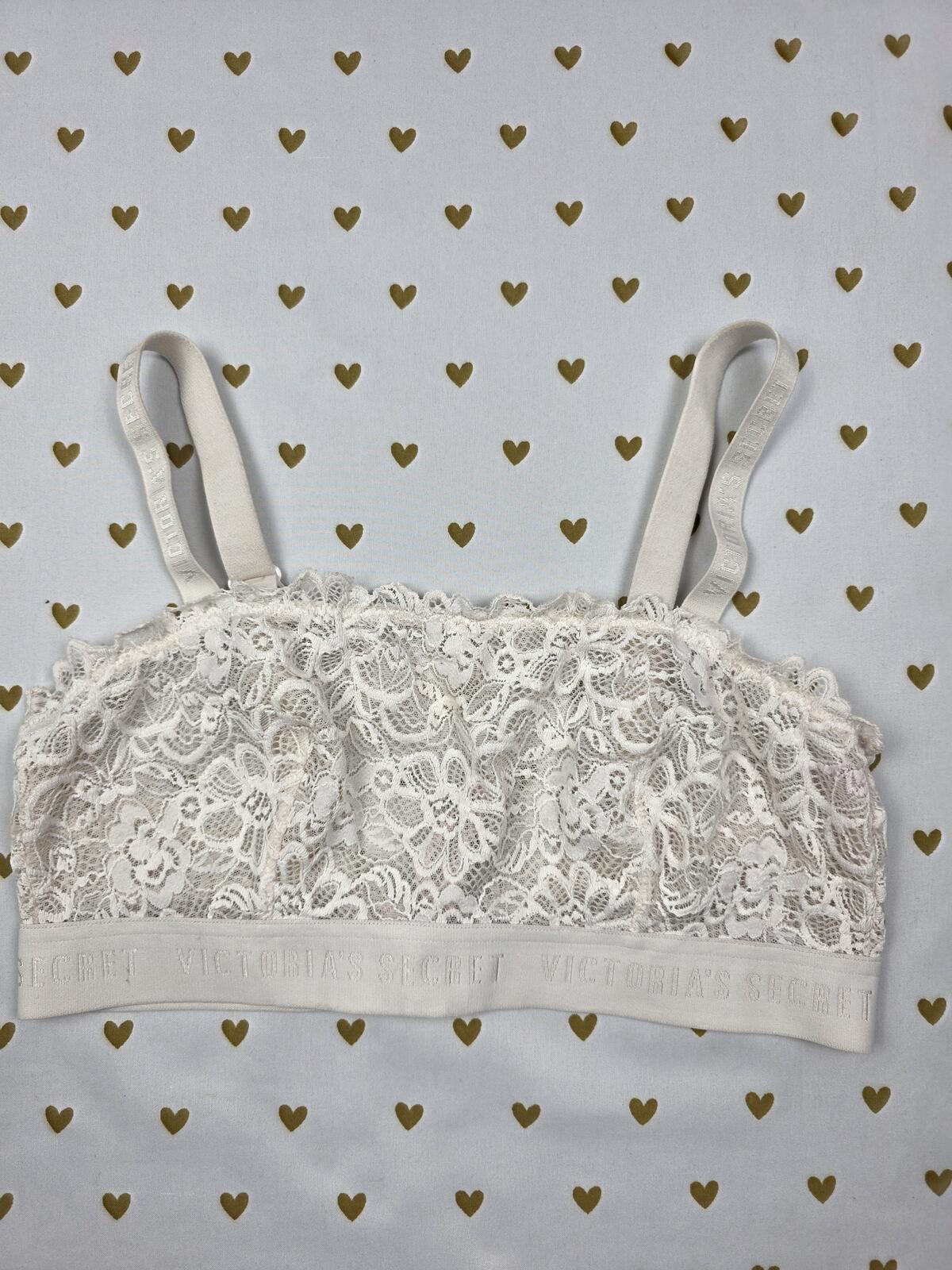 Victorias Secret White Lace Cute SMALL Bralette Bra Top Tank