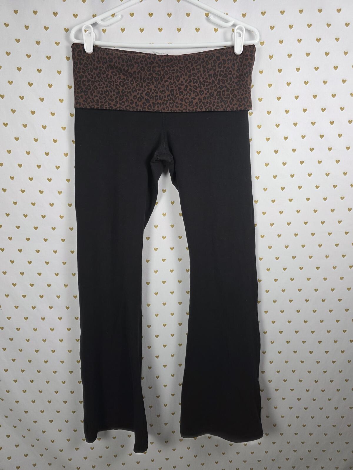 Victorias Secret PINK CHEETAH LEOPARD Foldover Yoga Pants Flared LARGE