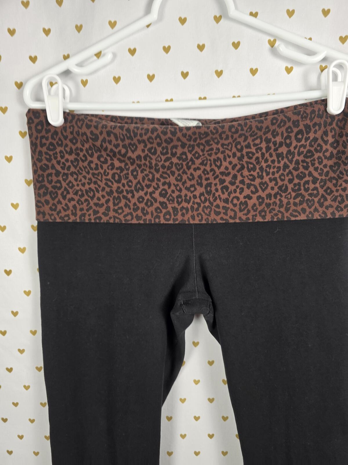 Victorias Secret PINK CHEETAH LEOPARD Foldover Yoga Pants Flared LARGE