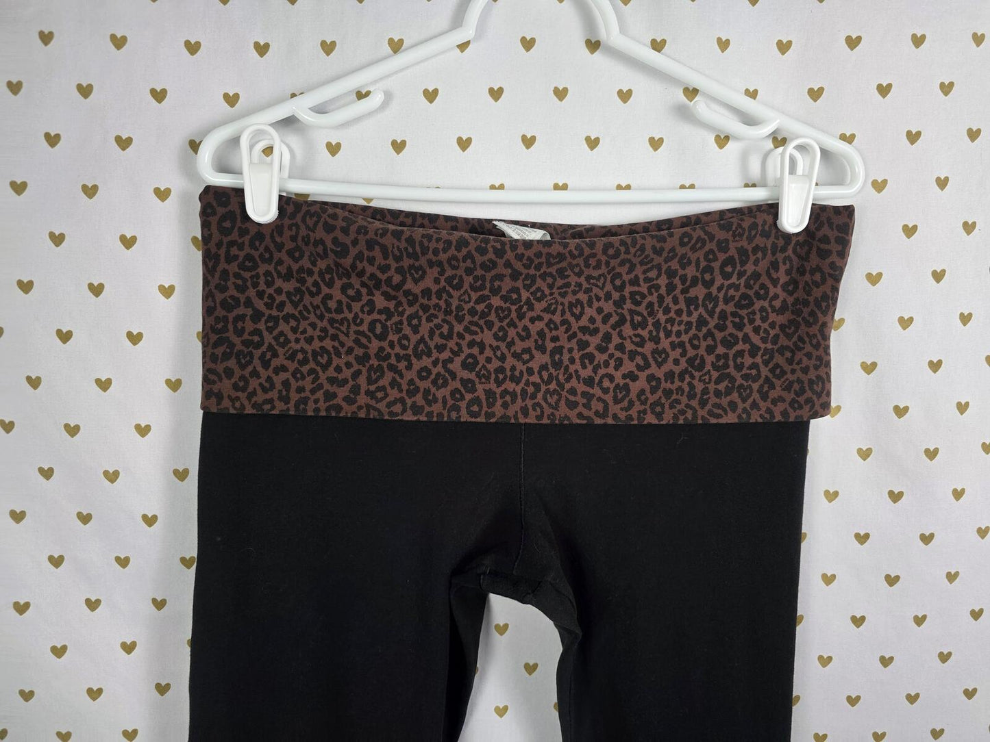 Victorias Secret PINK CHEETAH LEOPARD Foldover Yoga Pants Flared LARGE