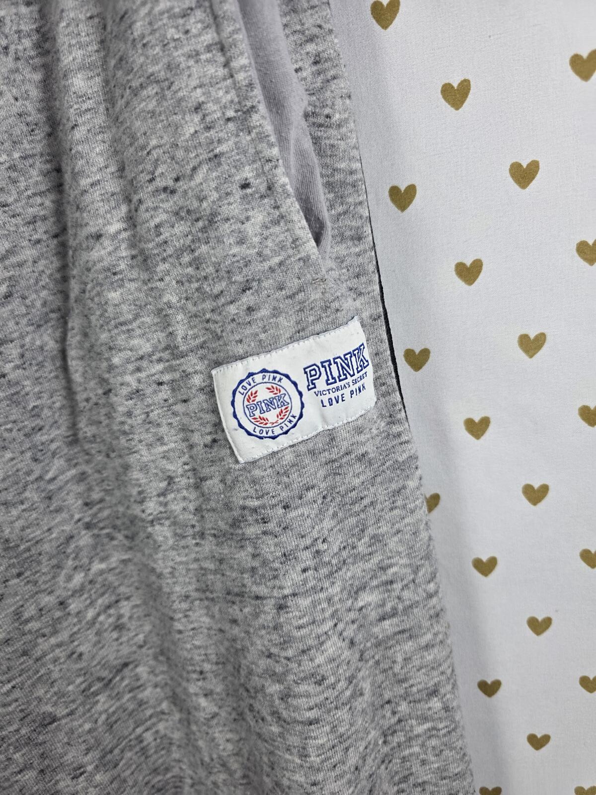 Victorias Secret PINK Logo Sweats Grey Pocket Joggers sweatpants LARGE