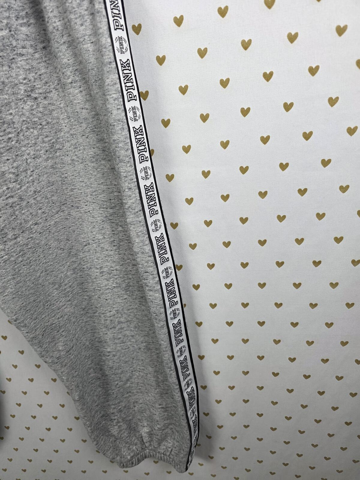 Victorias Secret PINK Logo Sweats Grey Pocket Joggers sweatpants LARGE