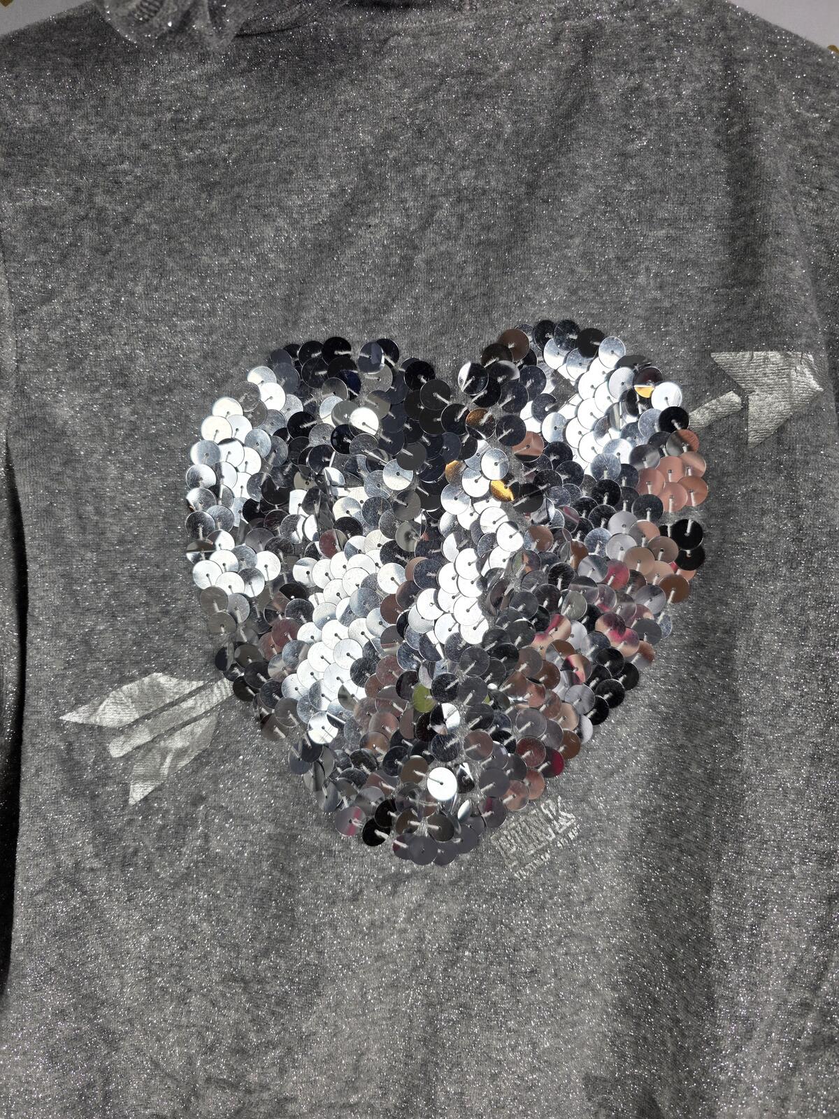 Victorias Secret Pink Vintage glitter Thread BLING Sequined Heart Hoodie Jacket