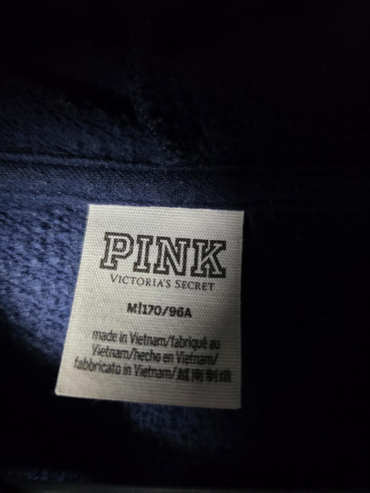 Victorias Secret Pink LOVE 2pc SET Hoodie Sweatpants Sweats Blue MEDIUM