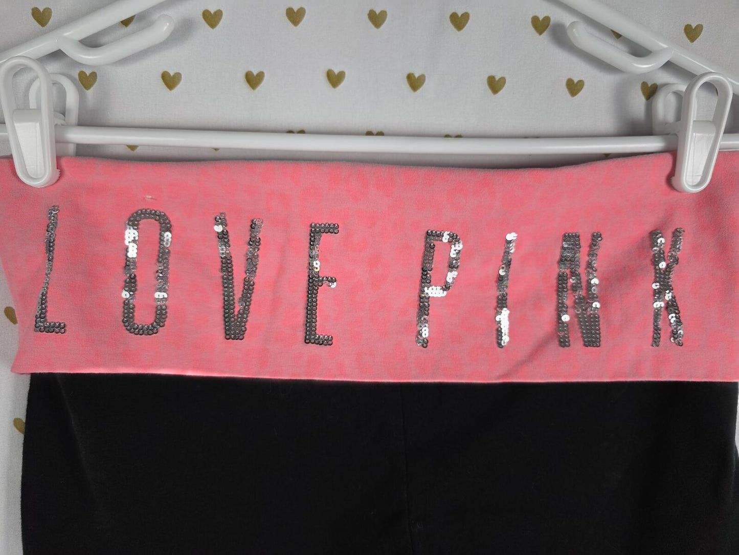 Victorias Secret PINK BLING Sequined FOLDOVER Yoga Shorts Booty Neon Cheetah MED
