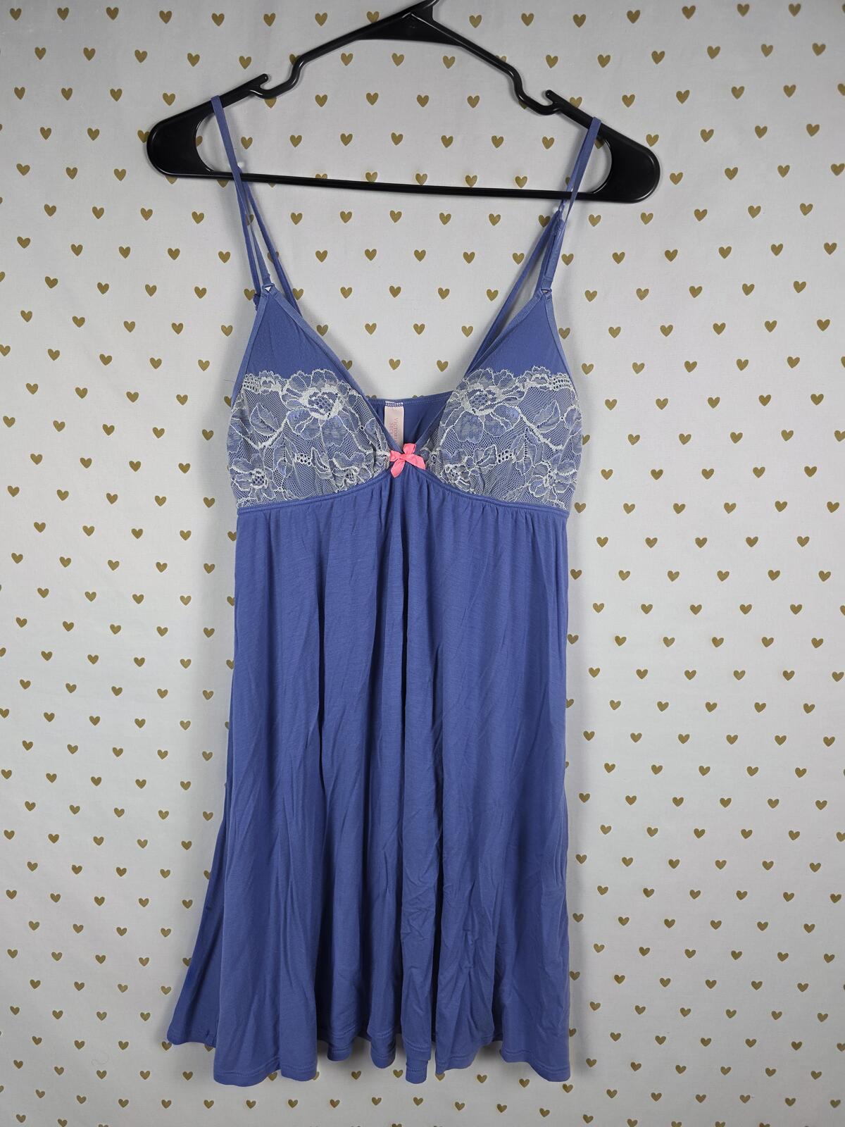 Victorias Secret Super Soft Lace Accent Sleep Dress Nightie LARGE Bow