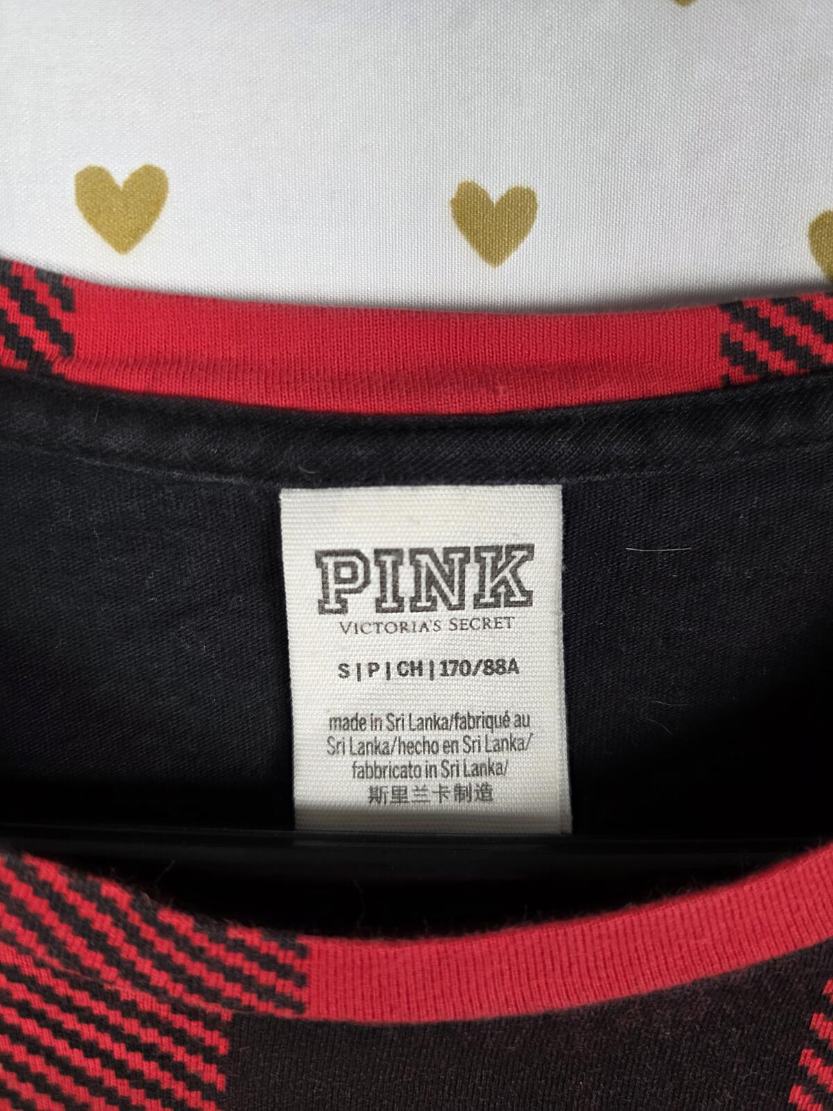 Victorias Secret PINK BUFFALO PLAID Colorblock Long Sleeve Sweater Shirt SMALL