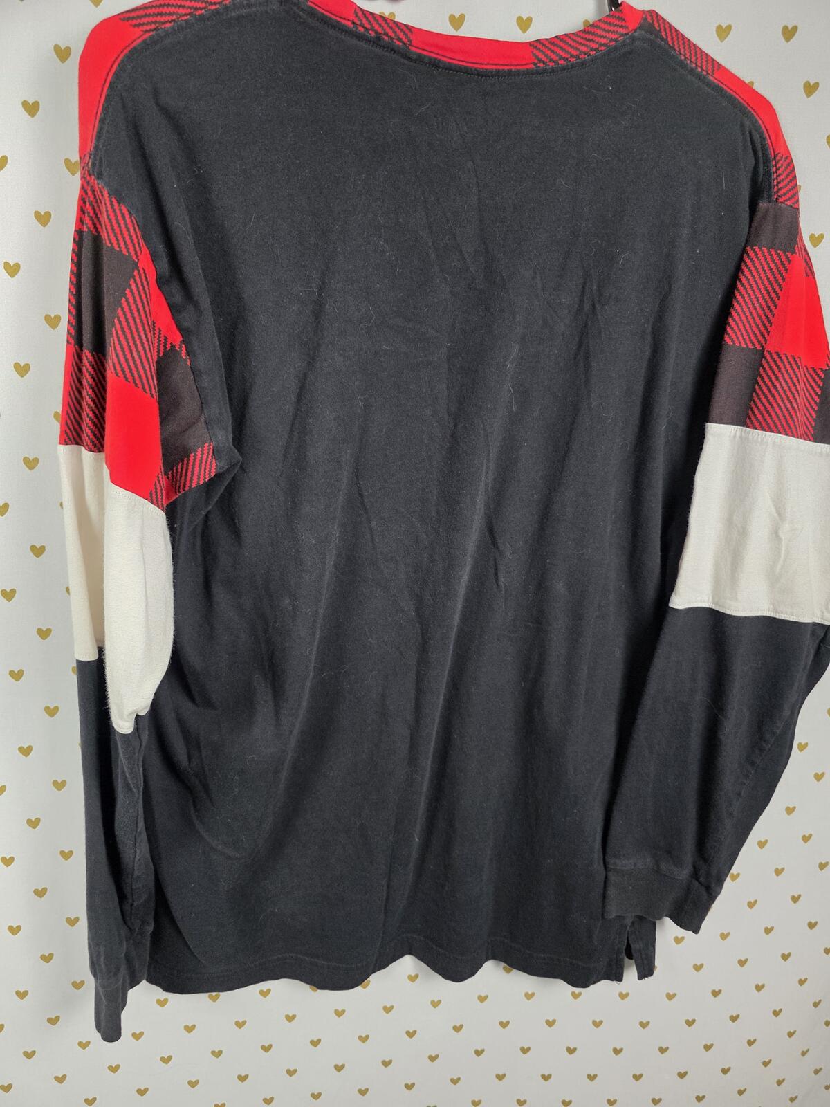 Victorias Secret PINK BUFFALO PLAID Colorblock Long Sleeve Sweater Shirt SMALL