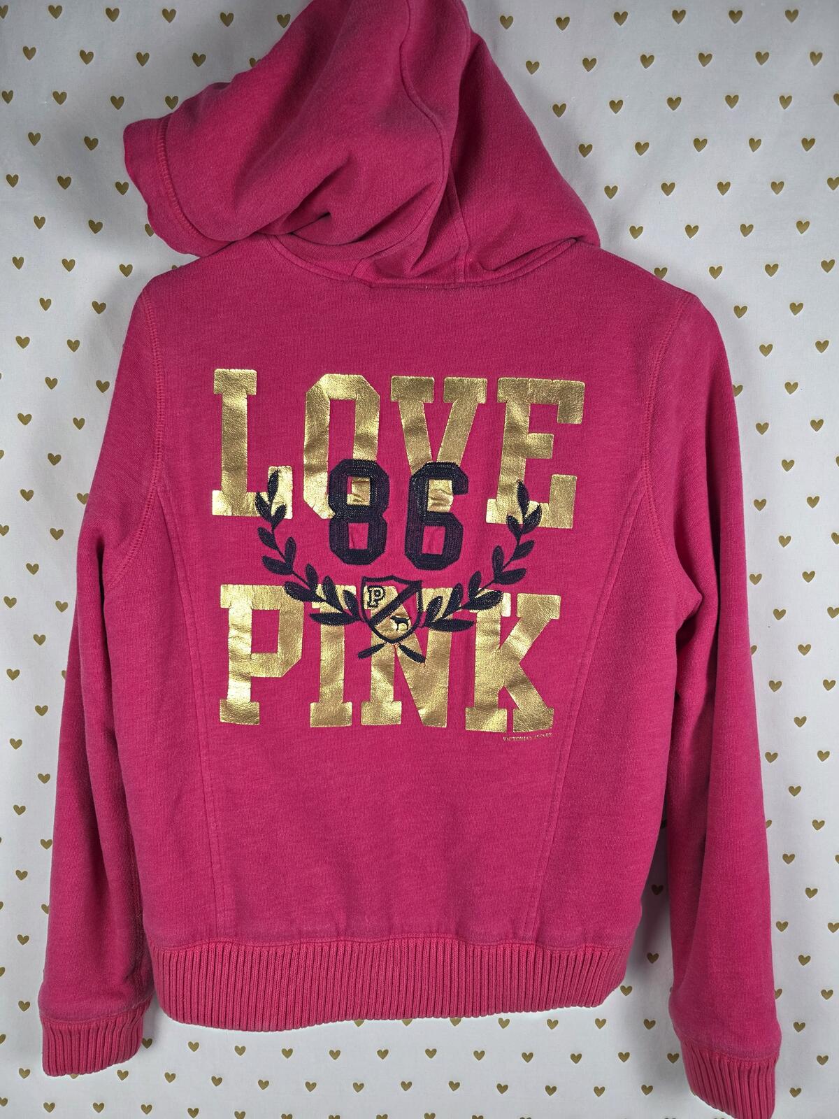 Victorias Secret Pink GRAIL FUR LINED love Hoodie MEDIUM WARM Y2K VTG jacket