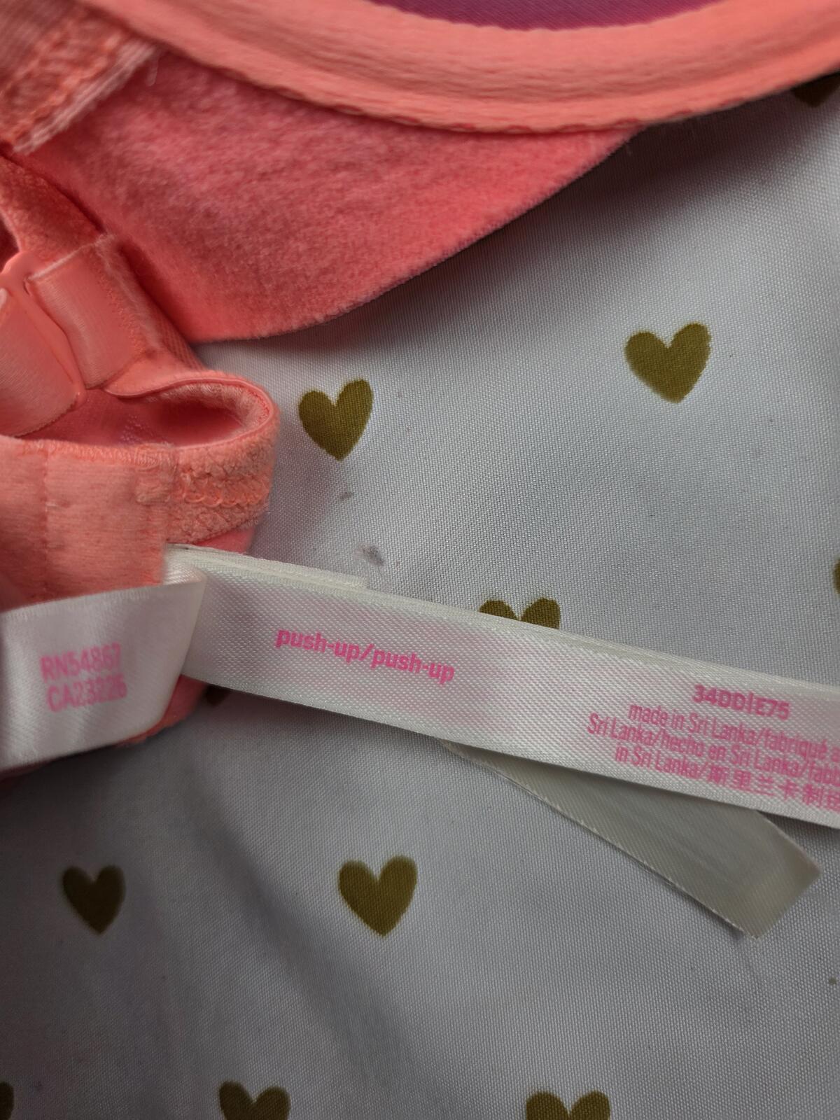Victorias Secret Neon PINK Logo Strap 34DD Push Up bra