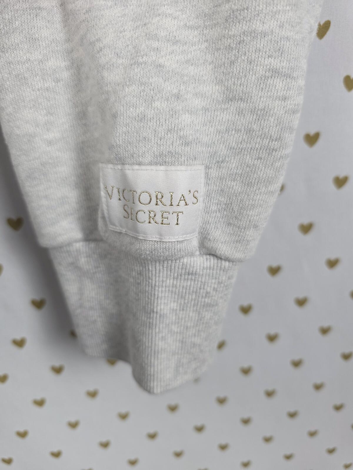 Victorias Secret Cropped Cute Lace front Sweater Shirt grey LARGE