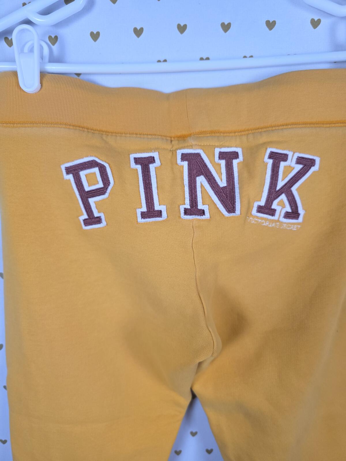 Victorias Secret PINK Yellow XS Logo Butt Joggers Sweatpants Sweats VINTAGE