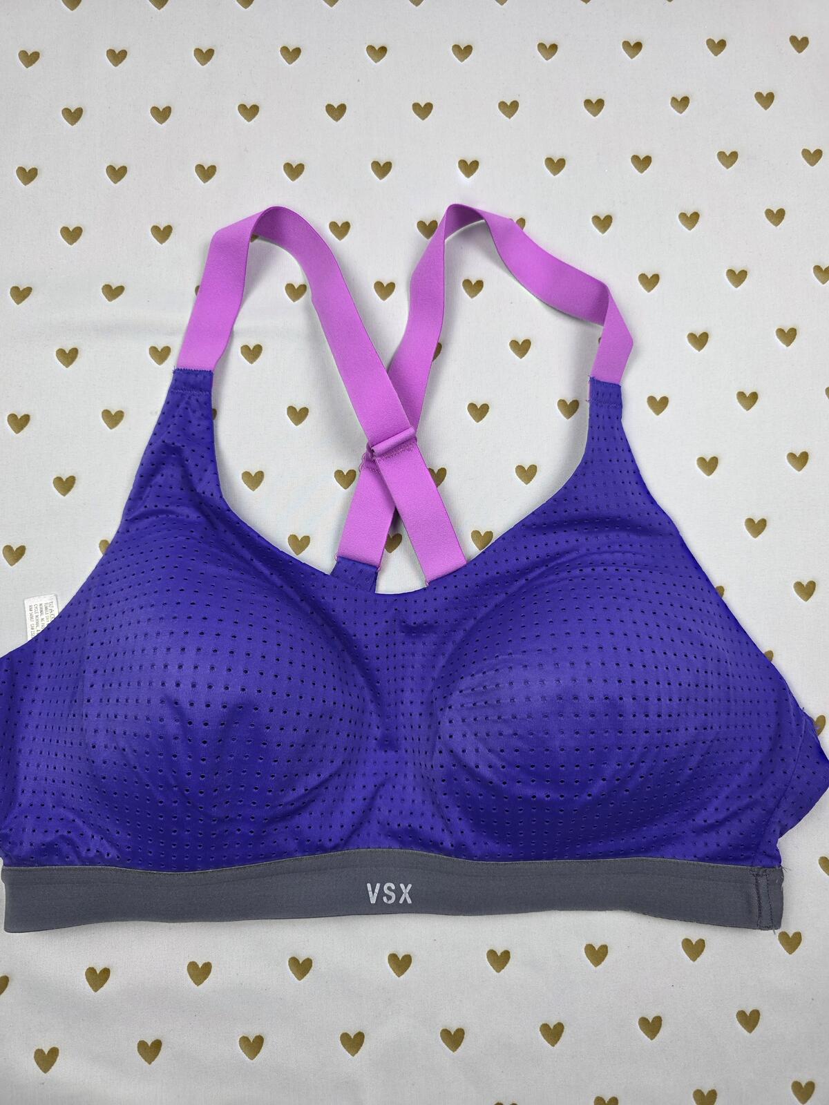 Victorias Secret  Purple Vented Sports Bra Exercise Support Tank Top Active 36B