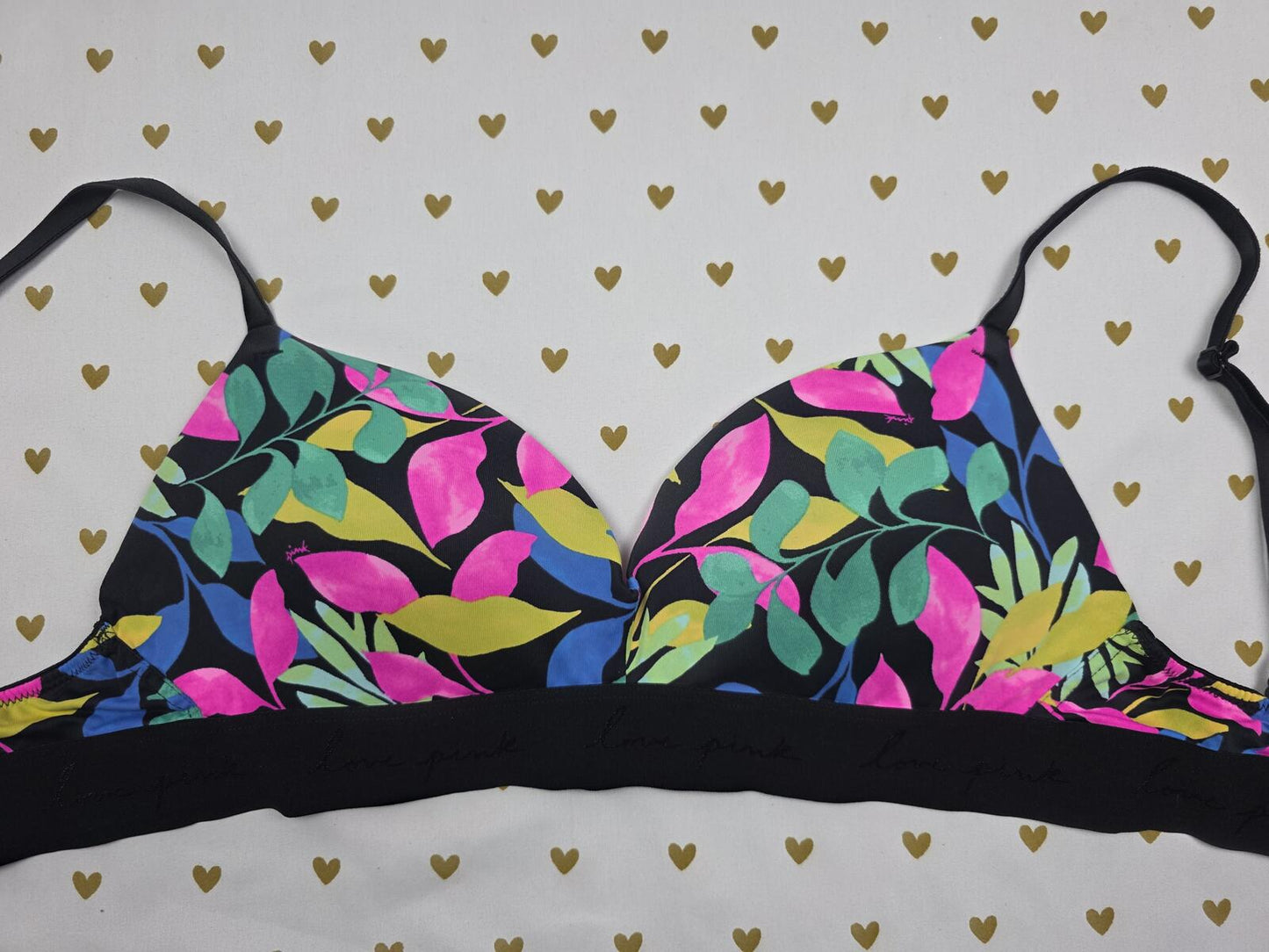Victorias Secret PINK Floral Hawaiian Wireless NO WIRE Push Up Bra 32D