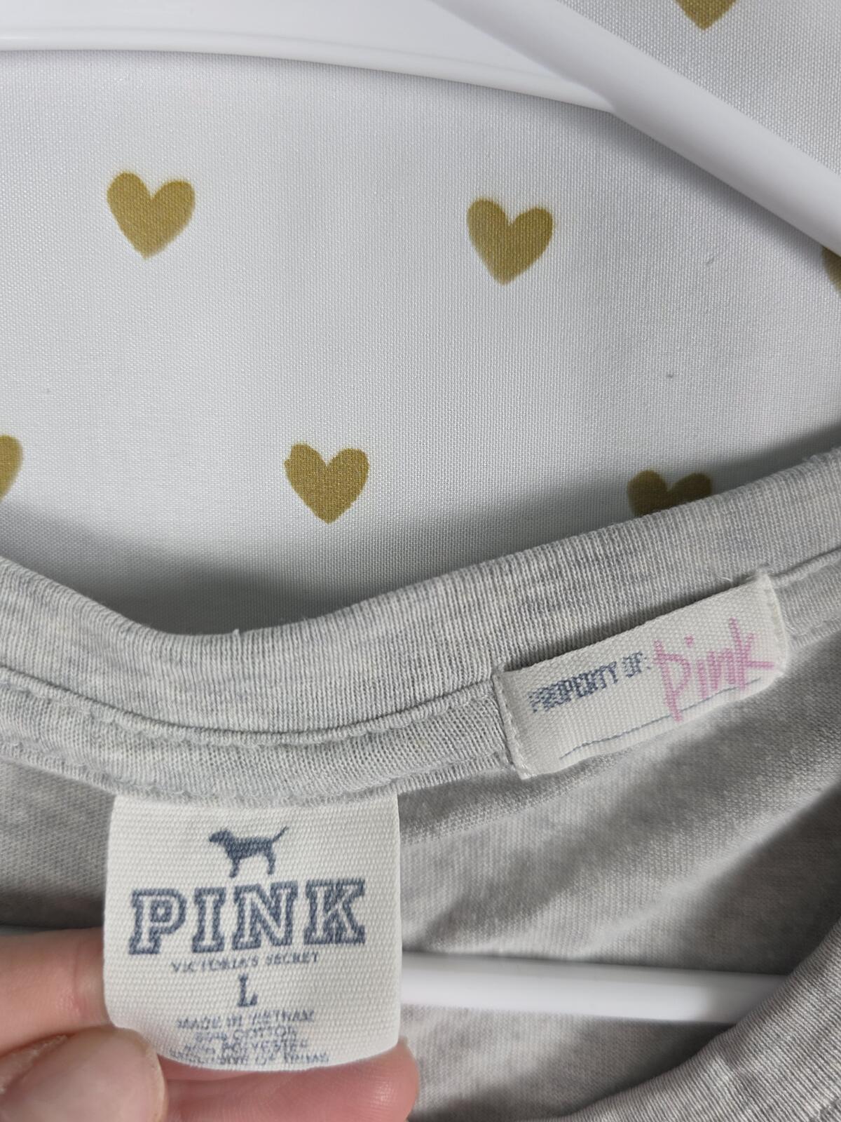 Victorias Secret PINK Vintage Bling Studded Tee shirt LARGE Logo