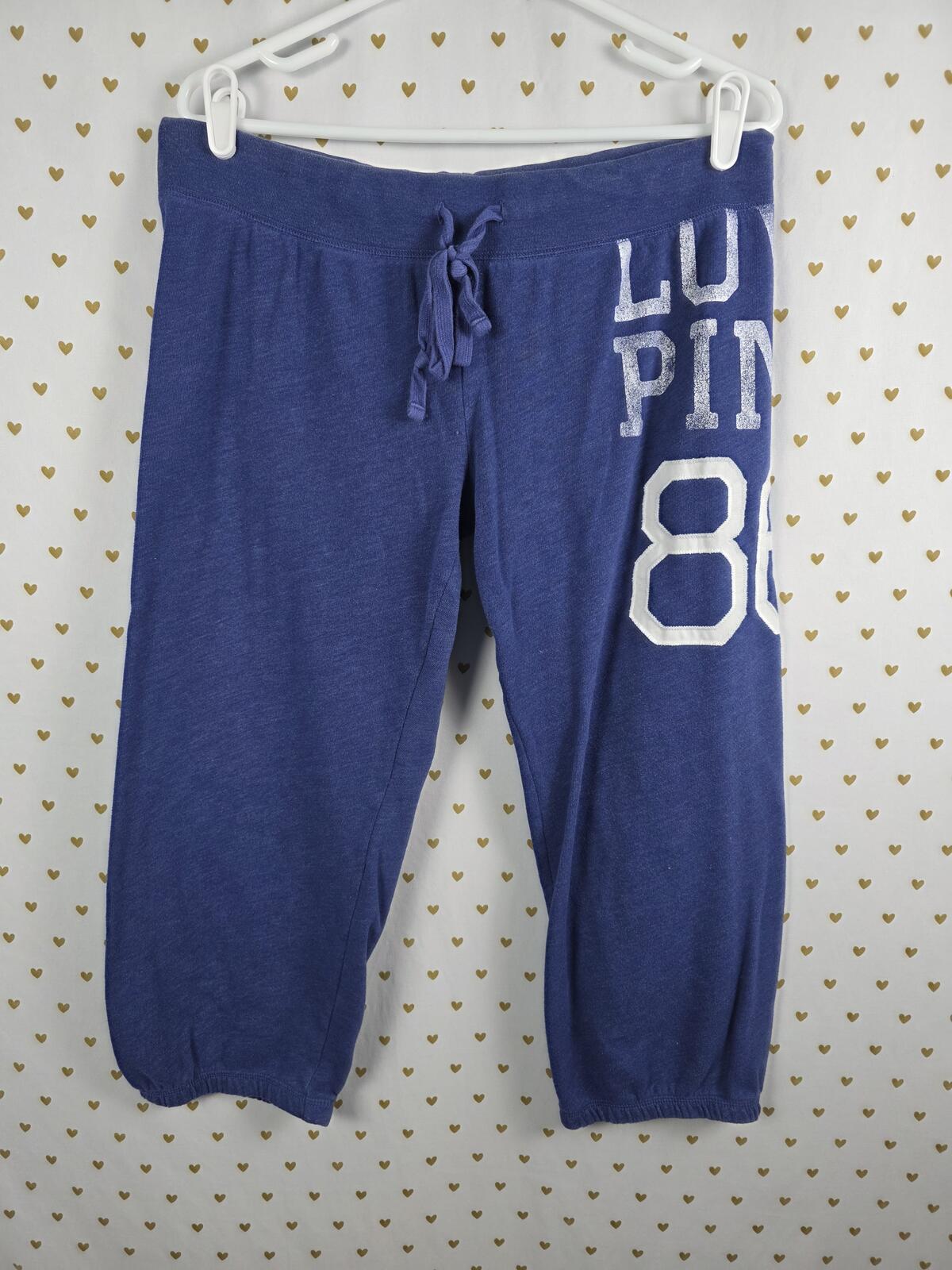 Victorias Secret PINK VINTAGE Y2k LOVE 86 Blue MEDIUM Capri Joggers Sweats