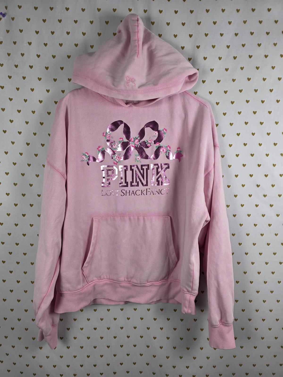 Victorias Secret Pink x LOVESHACKFANCY Bow Hoodie Sweater Pullover MEDIUM