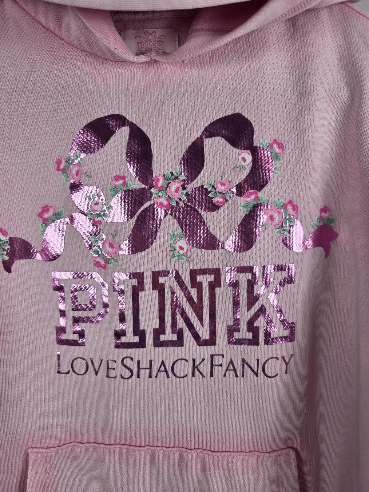 Victorias Secret Pink x LOVESHACKFANCY Bow Hoodie Sweater Pullover MEDIUM