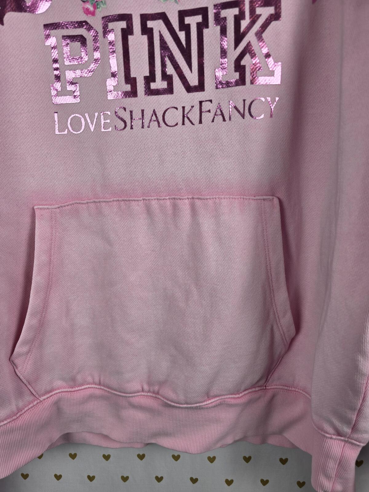 Victorias Secret Pink x LOVESHACKFANCY Bow Hoodie Sweater Pullover MEDIUM