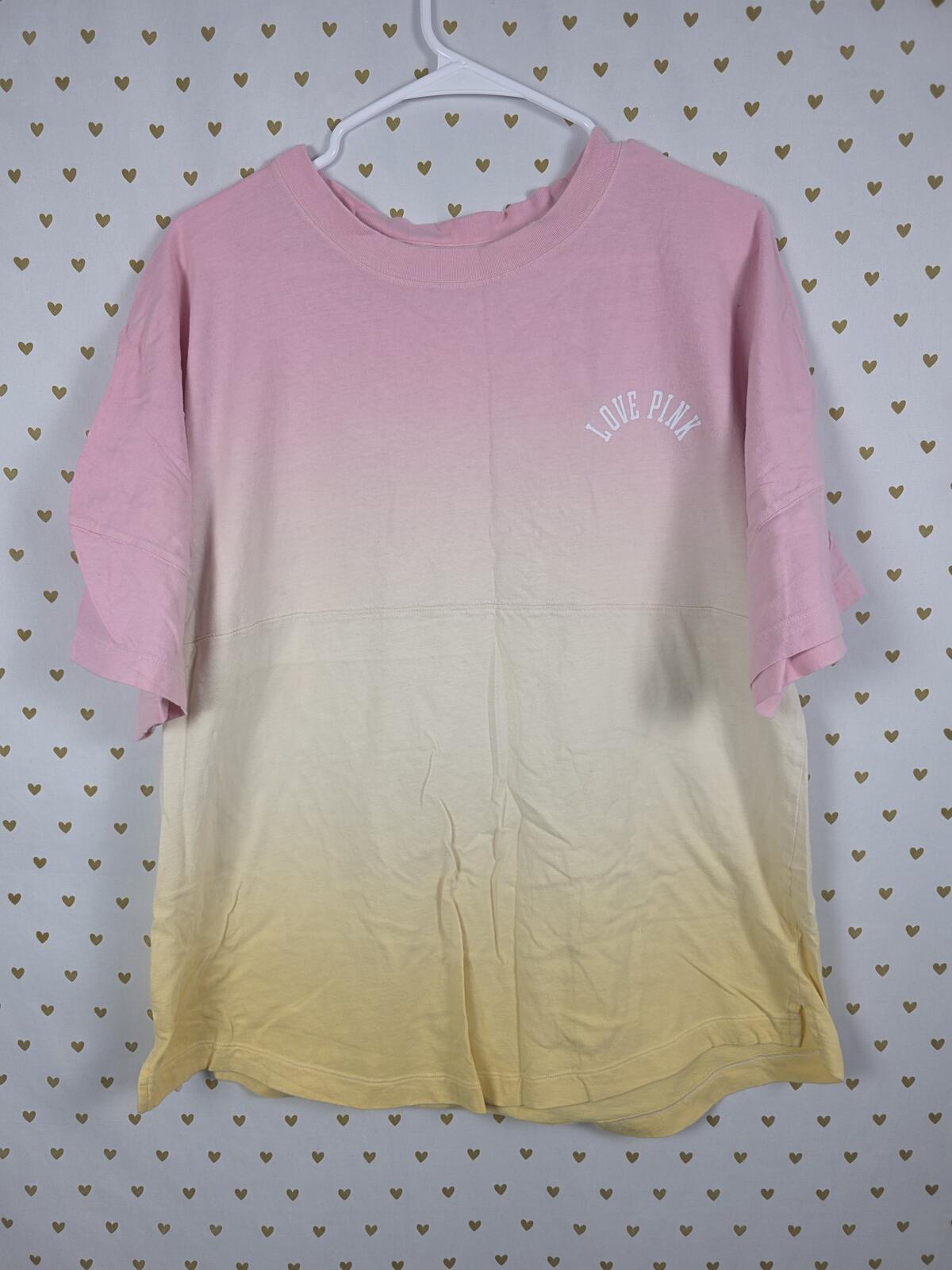 Victorias Secret PINK LOVE Gradient Tee shirt LOGO Oversized MEDIUM