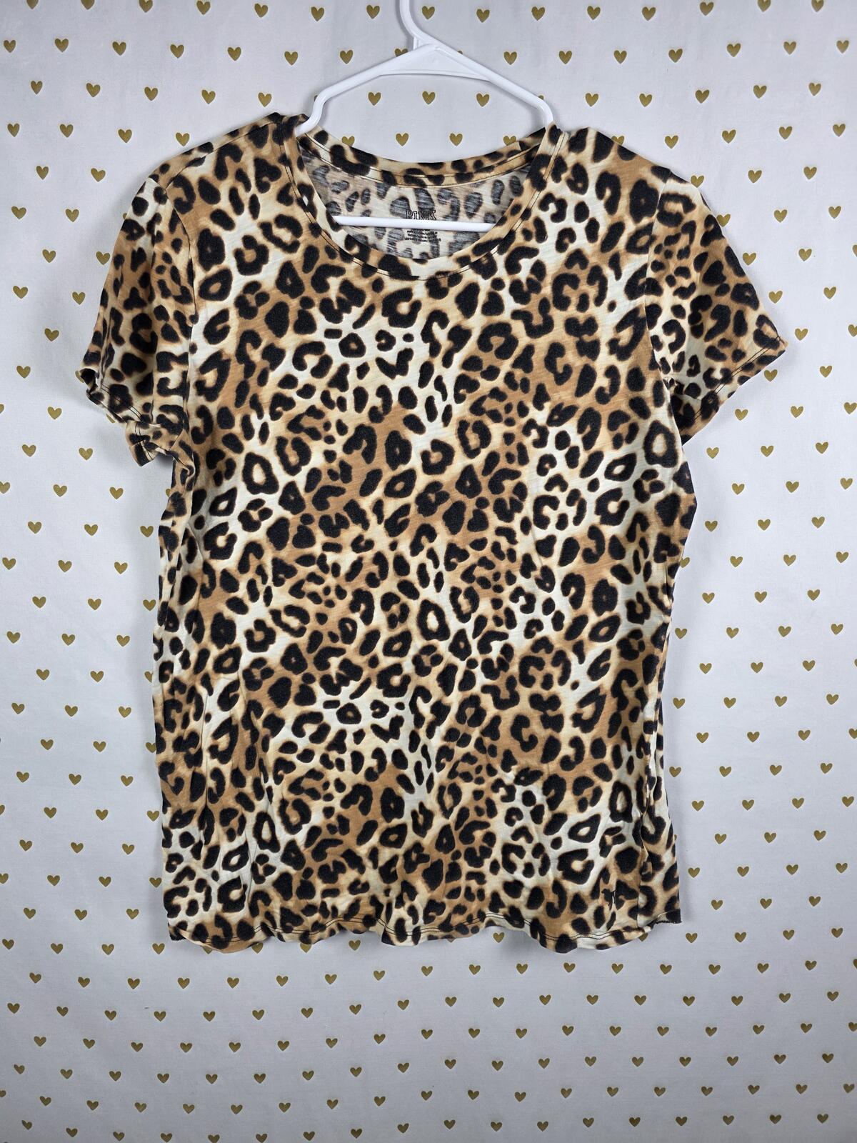 Victorias Secret PINK Leopard Cheetah Tee shirt MEDIUM Comfy Soft