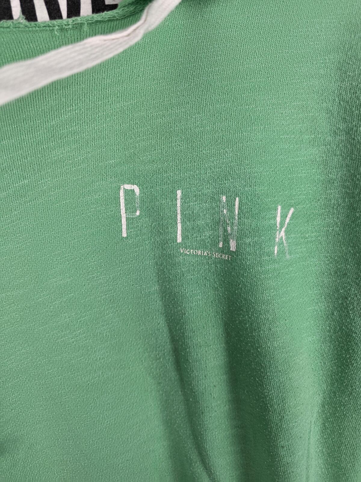 Victorias Secret Pink Vintage LOVE Hoodie Green Logo MEDIUM