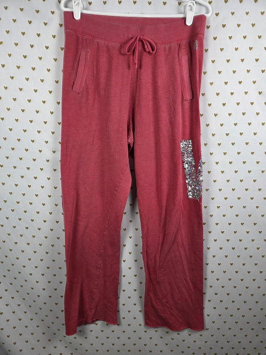 Victorias Secret ANGELS WINGS BLING logo Sequined Sweats Sweatpants SMALL
